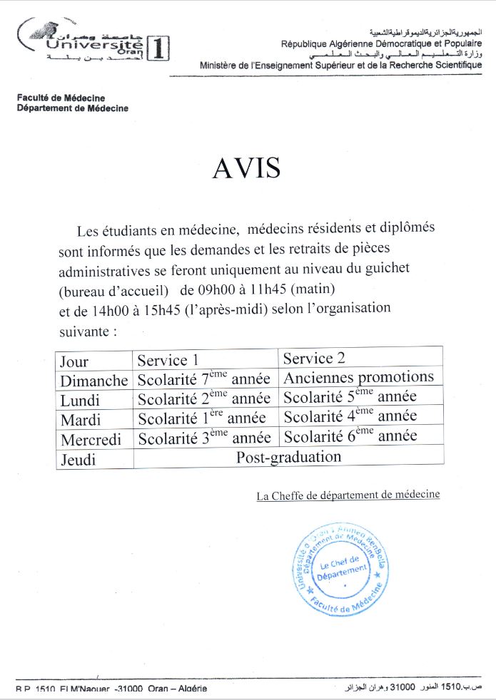 Avis Médecine Réciptions au guichie