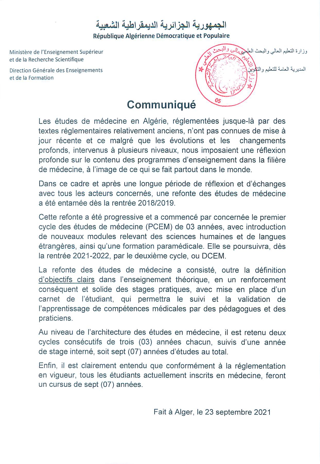 communiqué étudiants Médecine page 0001